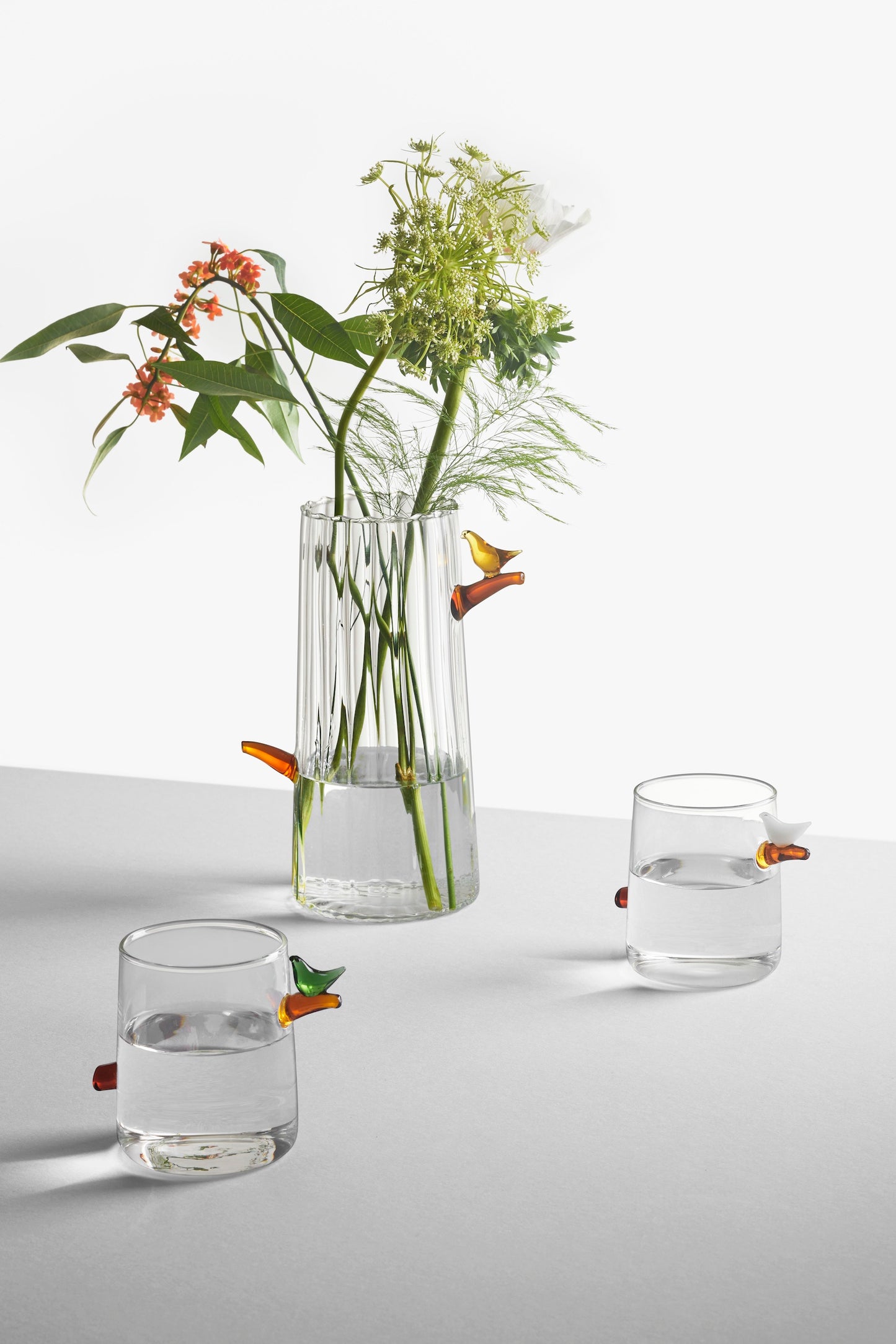 BIRDS - WATER GLASS WHITE BIRD