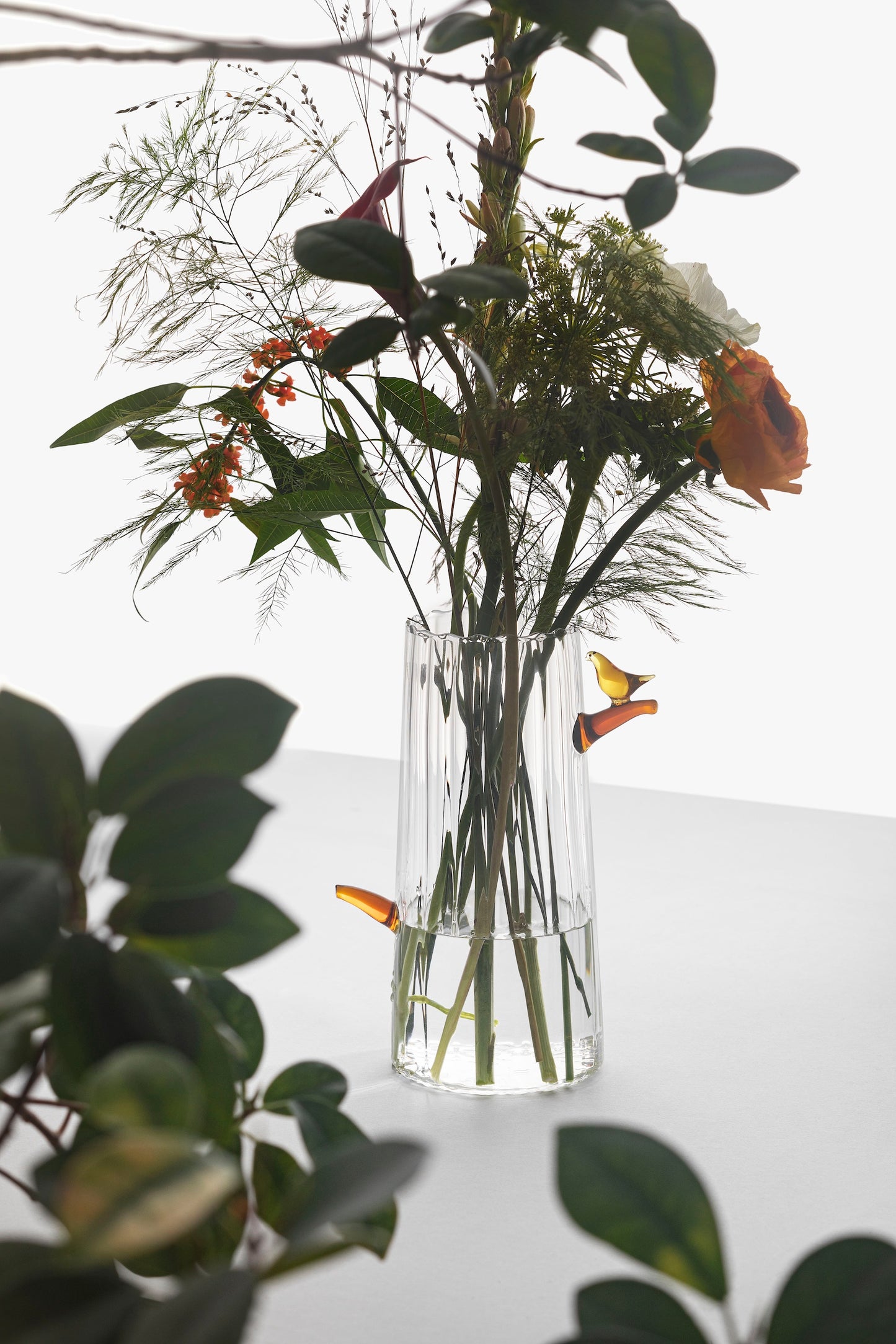 BIRDS - VASE AMBER BIRD