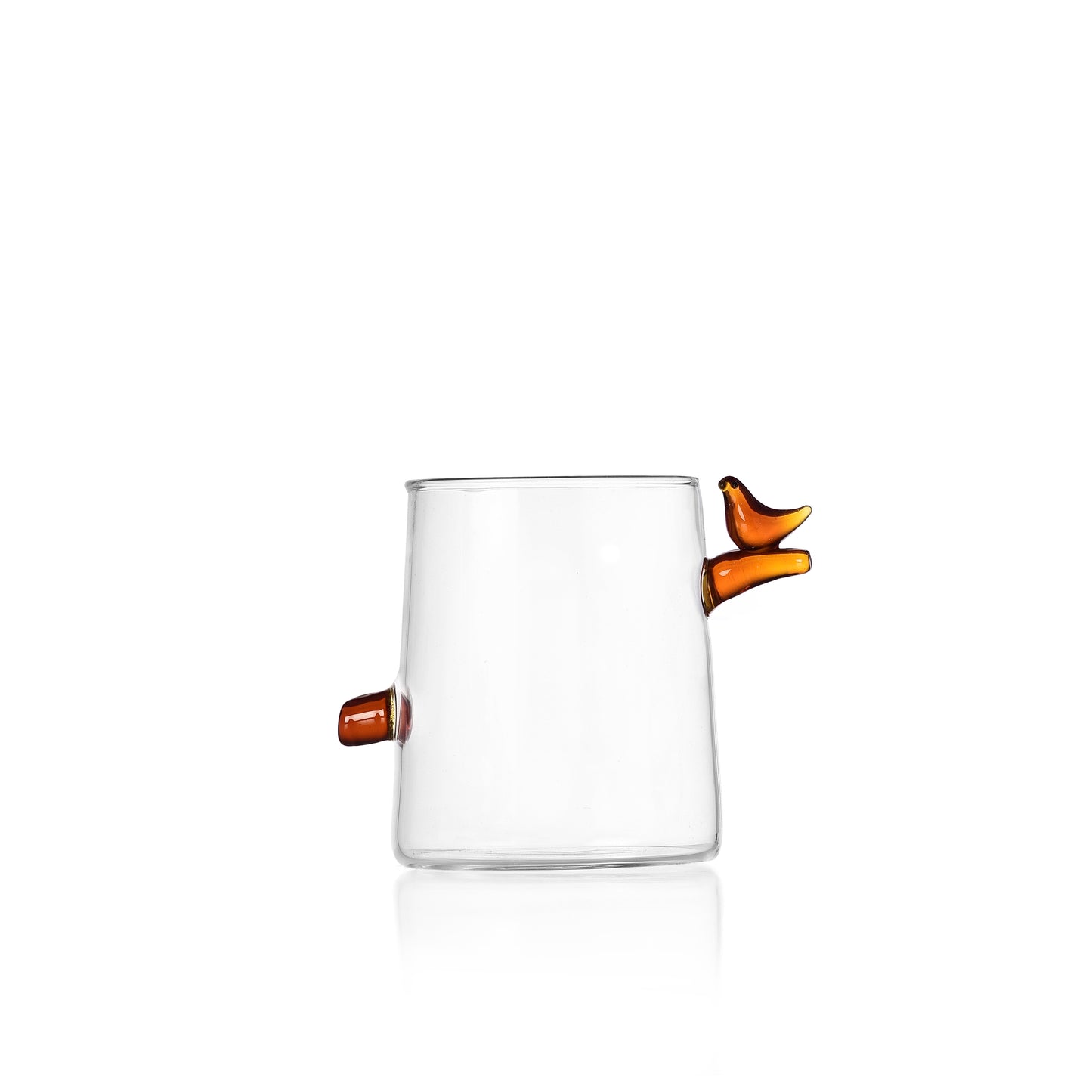 BIRDS - WATER GLASS AMBER BIRD