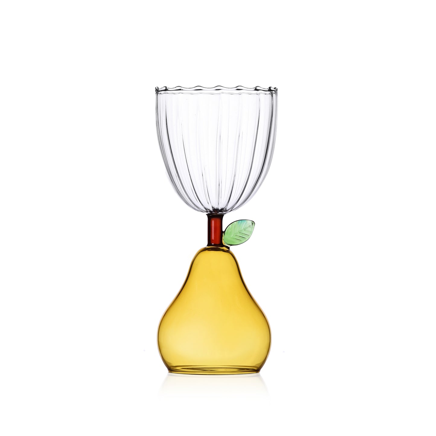 FRUIT & FLOWERS - stemmed glass pear yellow