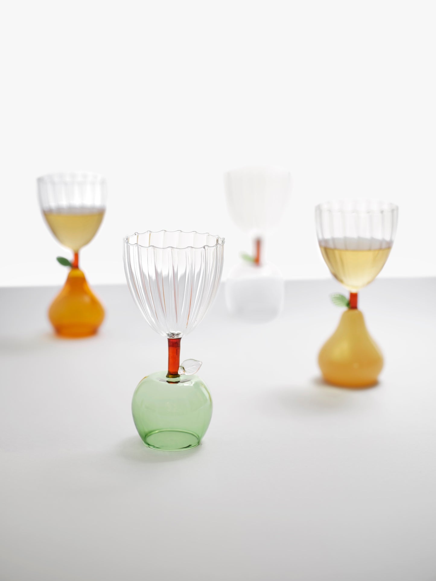 FRUIT & FLOWERS - stemmed glass pear amber