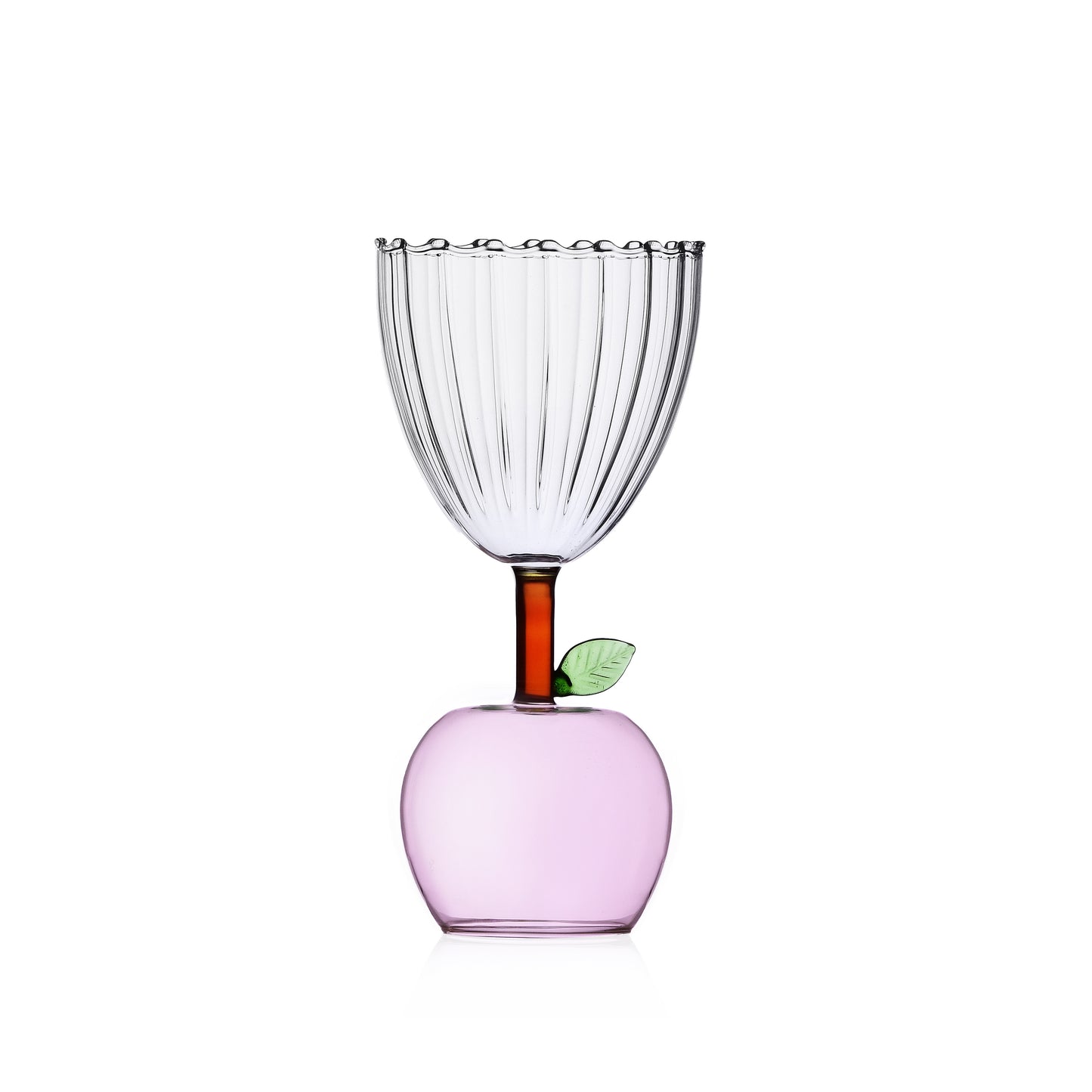 FRUIT & FLOWERS - STEMMED GLASS APPLE PINK
