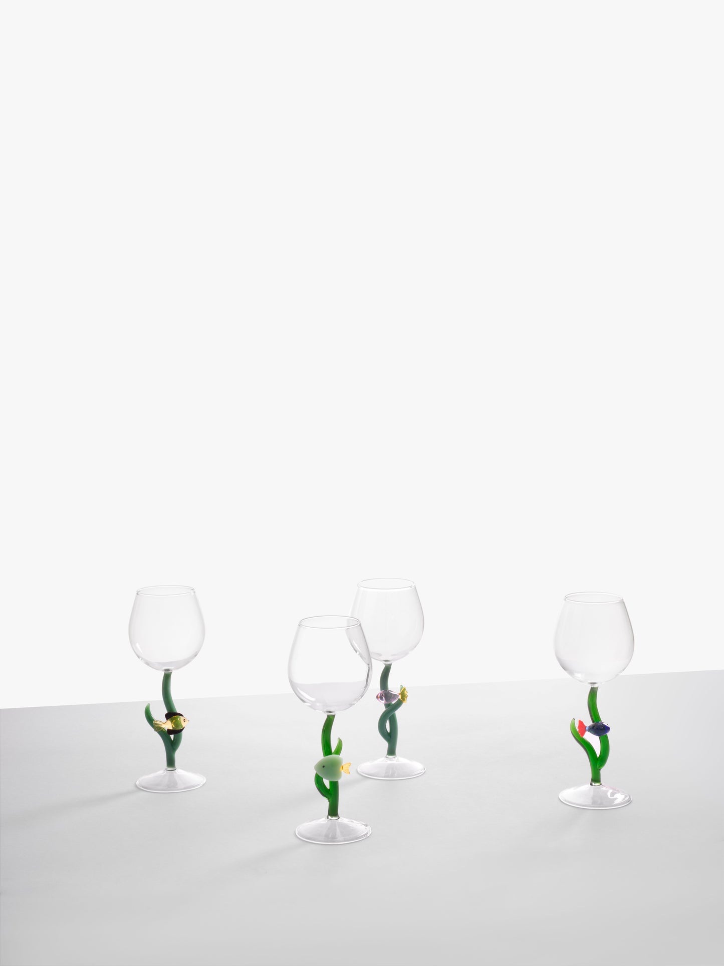 MARINE GARDEN - stemmed glass green fish