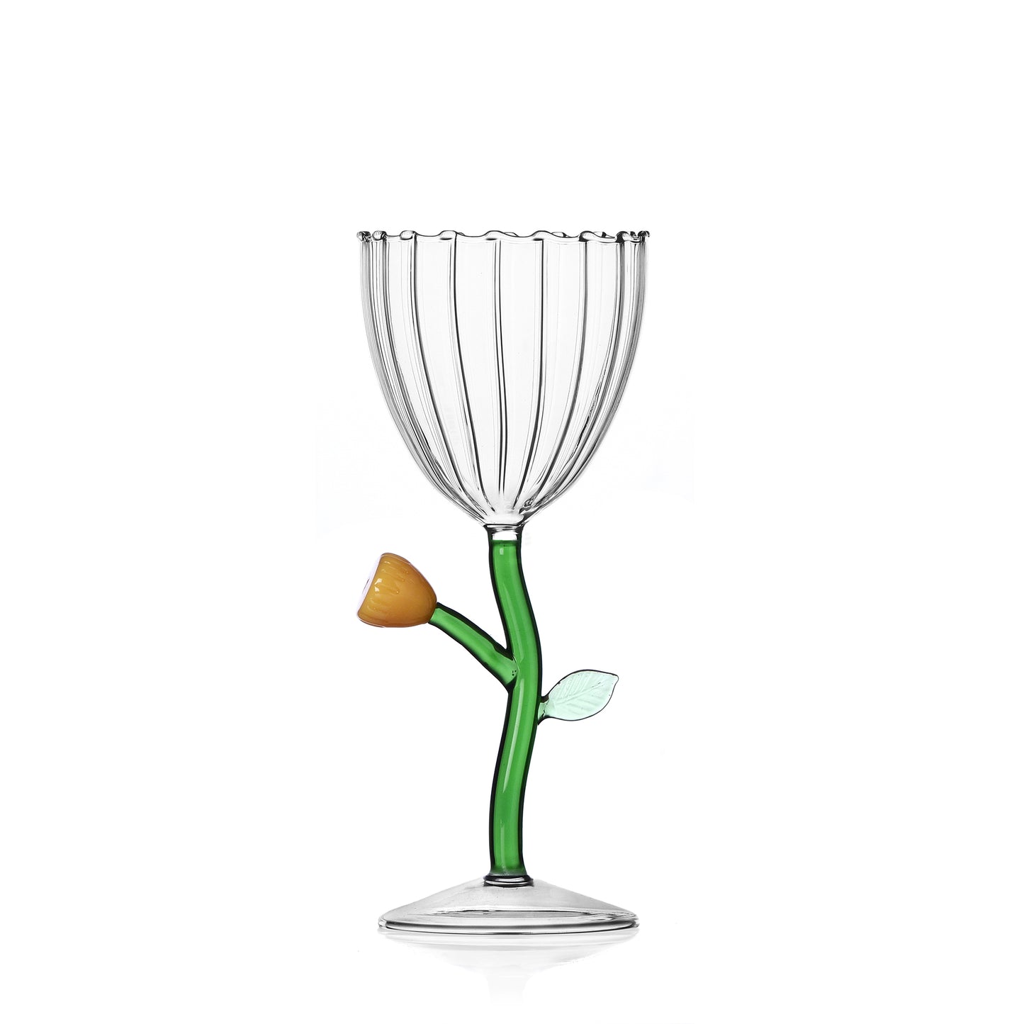 BOTANICA - optical stemmed glass amber flower