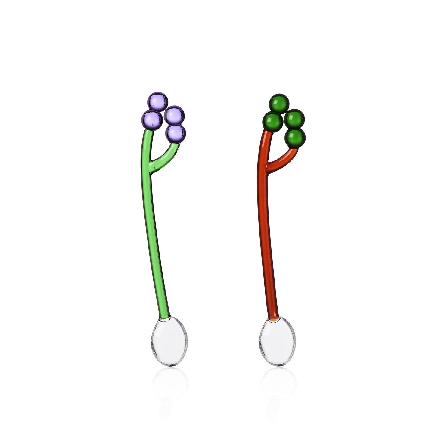 FRUIT & FLOWERS - set 2 pcs spoons grapes pink and green