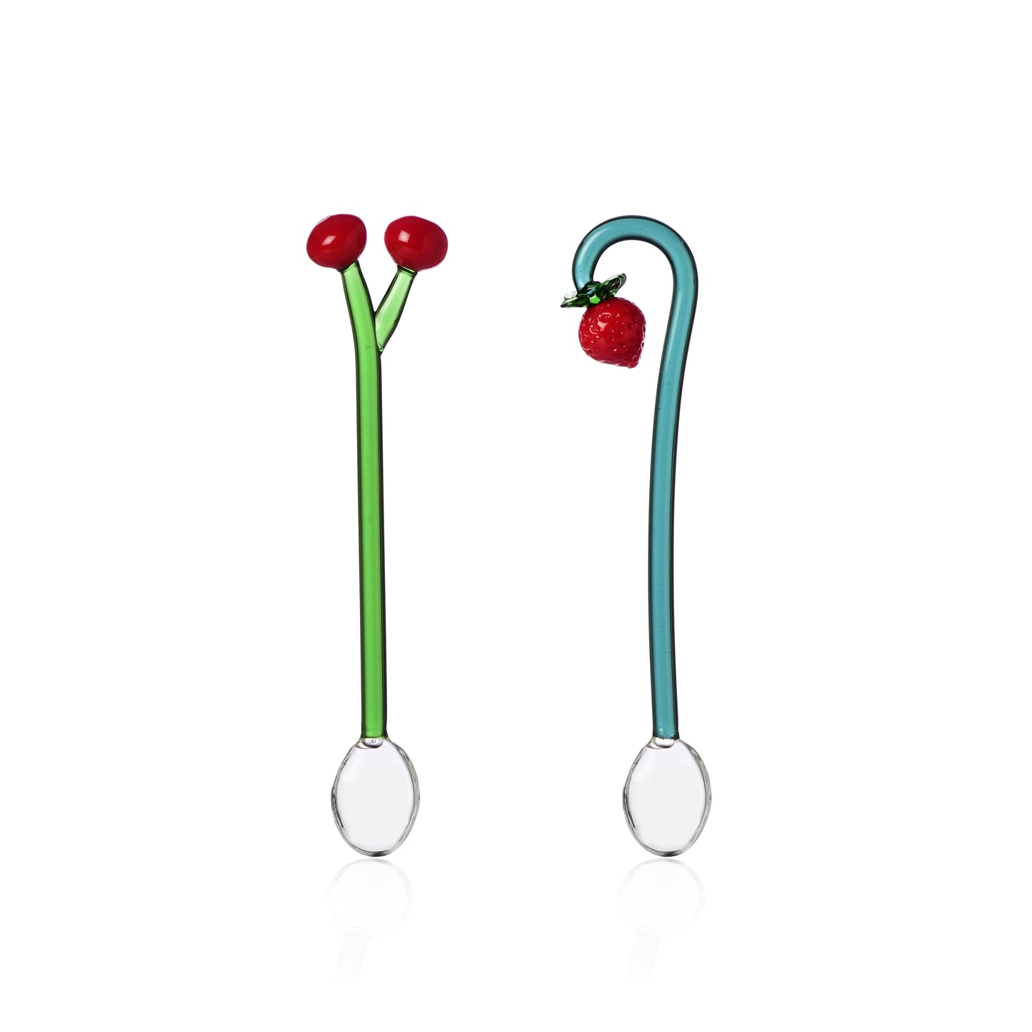 FRUIT & FLOWERS - set 2 pcs spoons cherries and strawberry