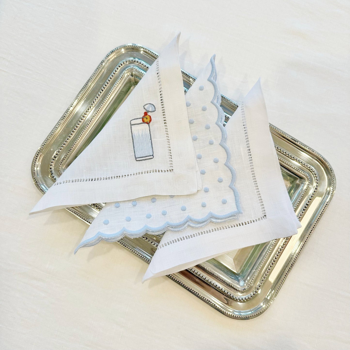 HEMSTITCH LINEN COCKTAIL NAPKIN (SET OF 2)