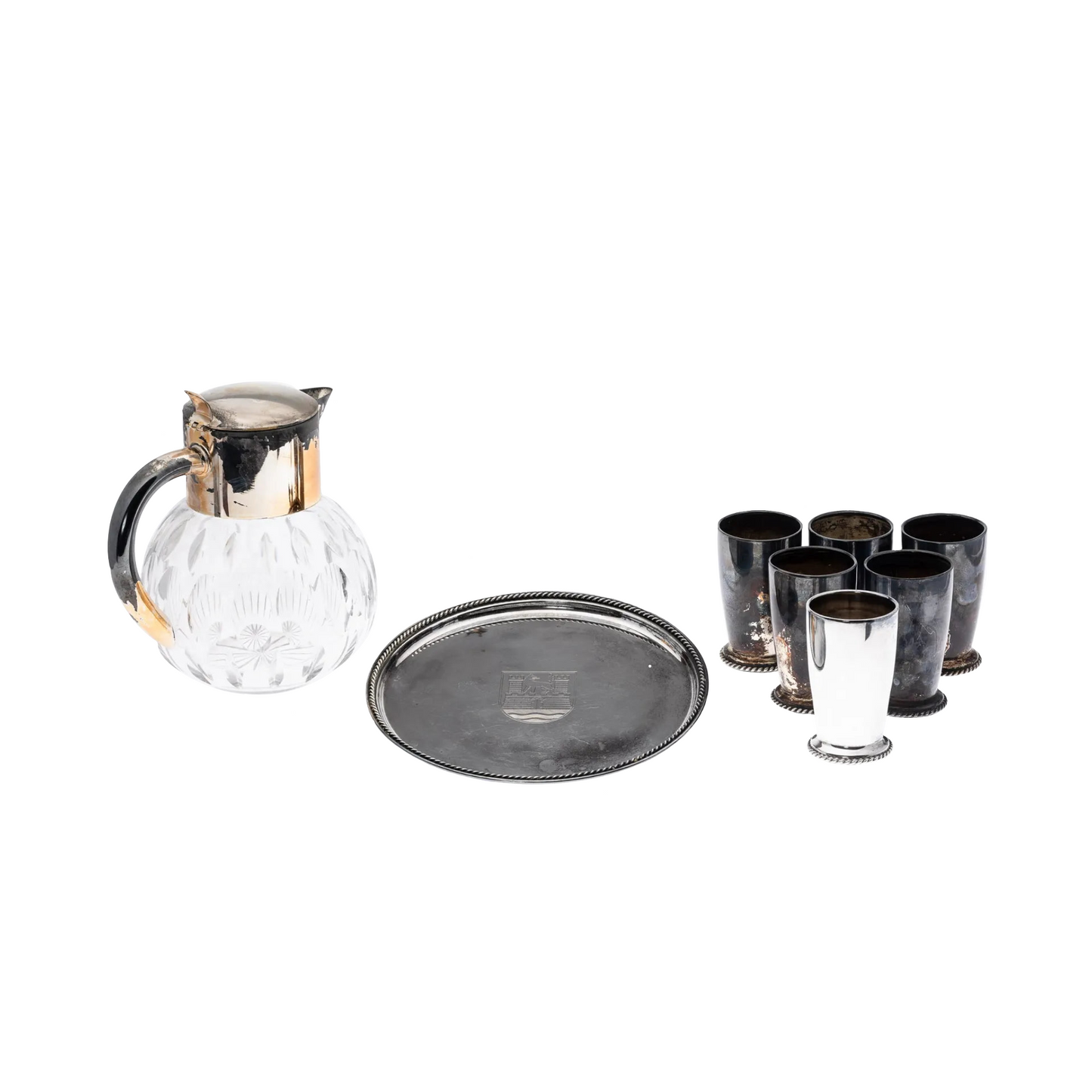 SILVER PITCHER AND GLASS