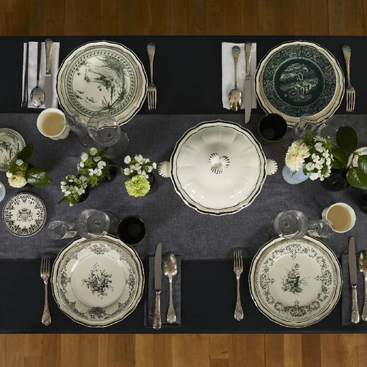 LES DEPAREILLEES GREEN - DESSERT PLATE FLEURS