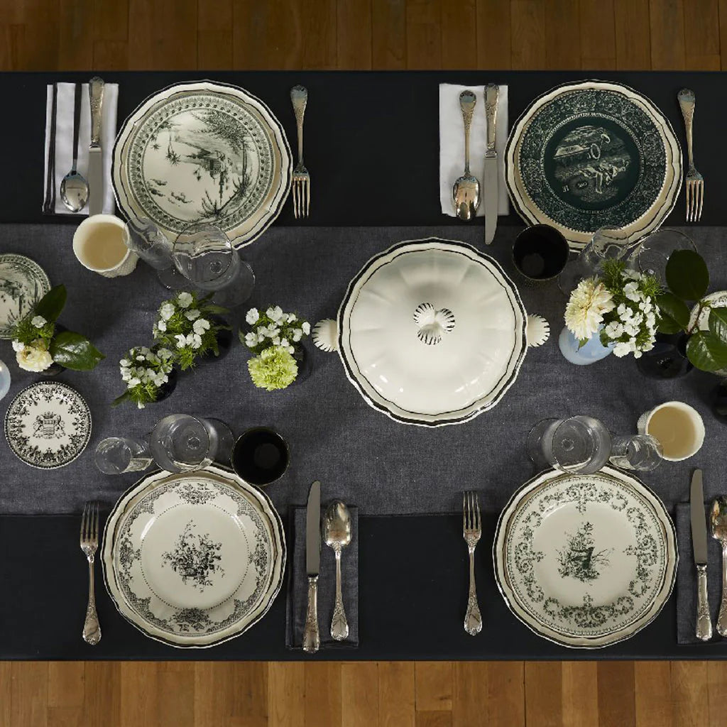 LES DEPAREILLEES GREEN - DESSERT PLATE MONOGRAMME