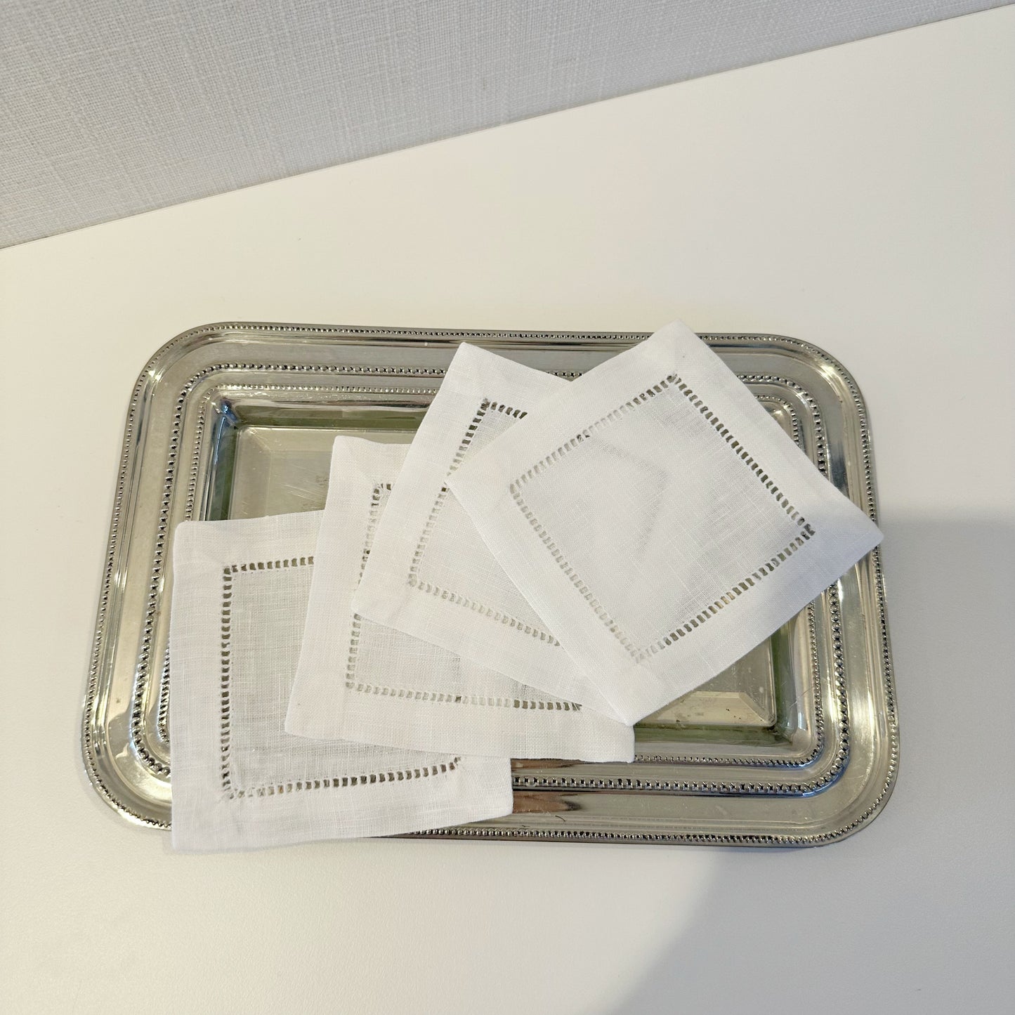 HEMSTITCH LINEN COASTER (SET OF 2)