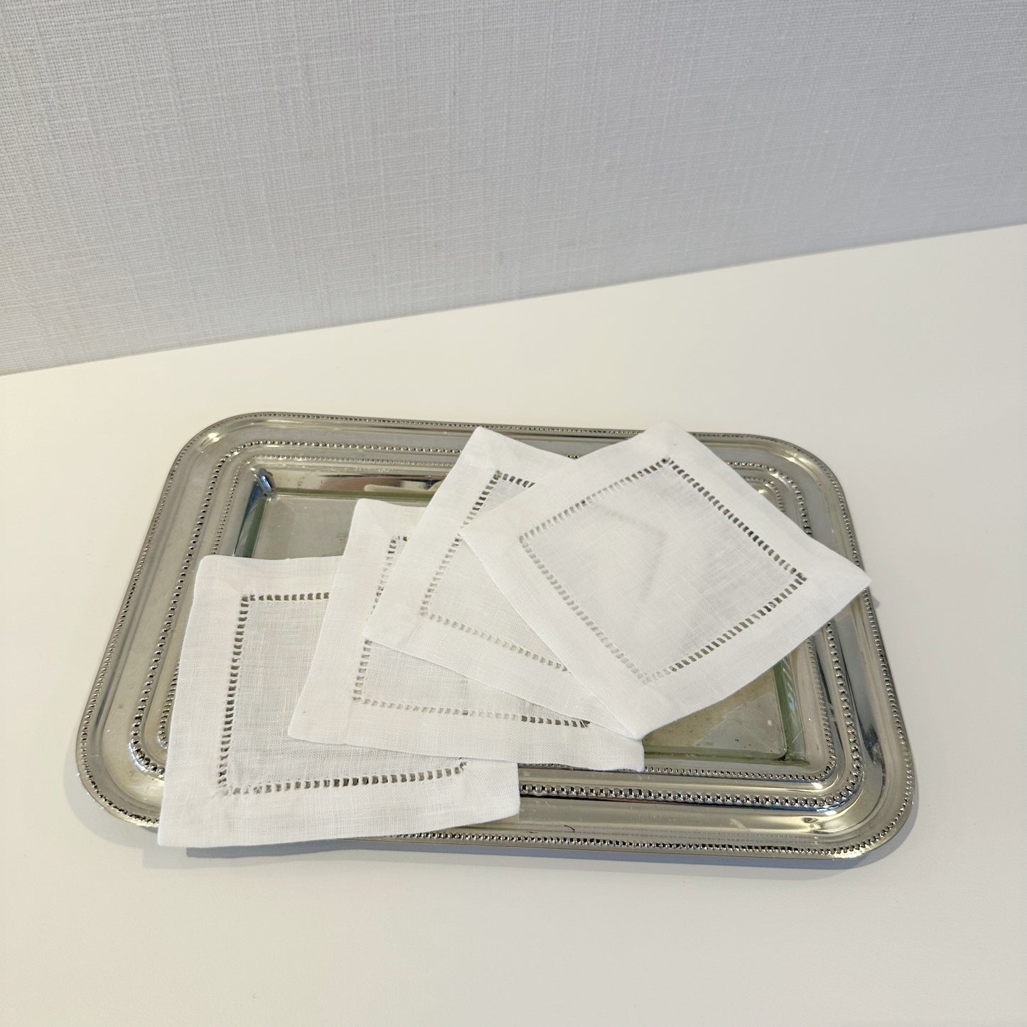 HEMSTITCH LINEN COASTER (SET OF 2)