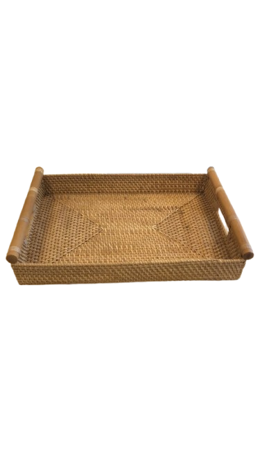 SERVING TRAY WITH WOOD HANDLE