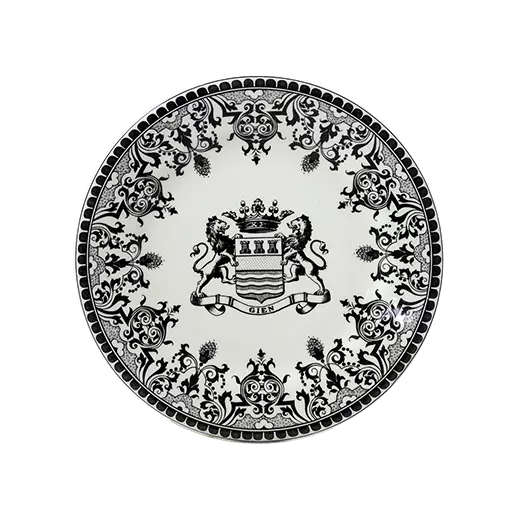 LES DEPAREILLEES GREEN - BOX OF 4 DESSERT PLATES BLASON