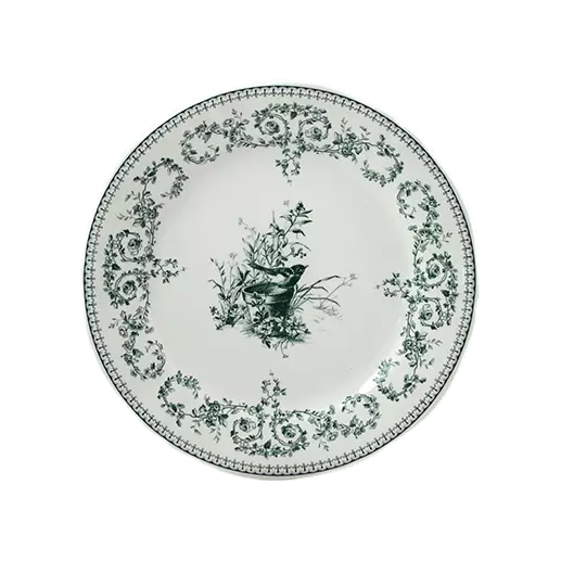LES DEPAREILLEES GREEN - BOX OF 4 DESSERT PLATES OISEAU
