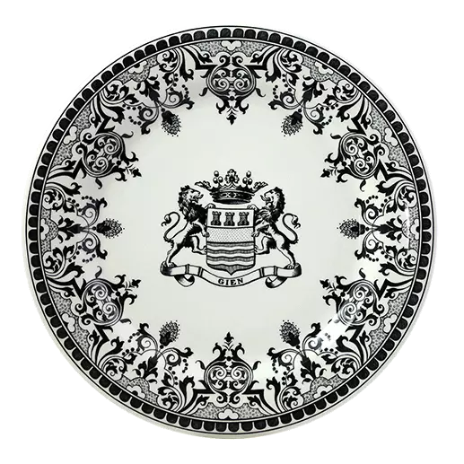 LES DEPAREILLEES GREEN - BOX OF 4 DINNER PLATES BLASON