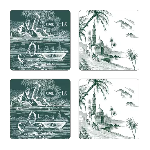 LES DEPAREILLEES GREEN - BOX OF 4 COASTER