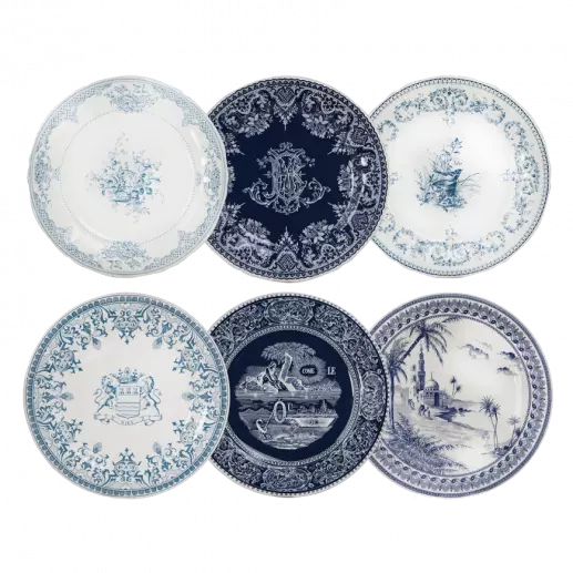 LES DEPAREILLEES BLUE - BOX OF 6 ASSORTED DESSERT PLATES