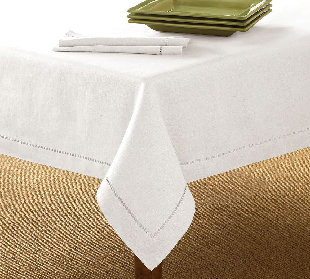 HEMSTITCH LINEN TABLECLOTH
