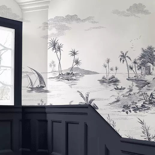 LES DEPAREILLEES BLUE - PANORAMIC VUES D'ORIENT WALLPAPER ROLL B