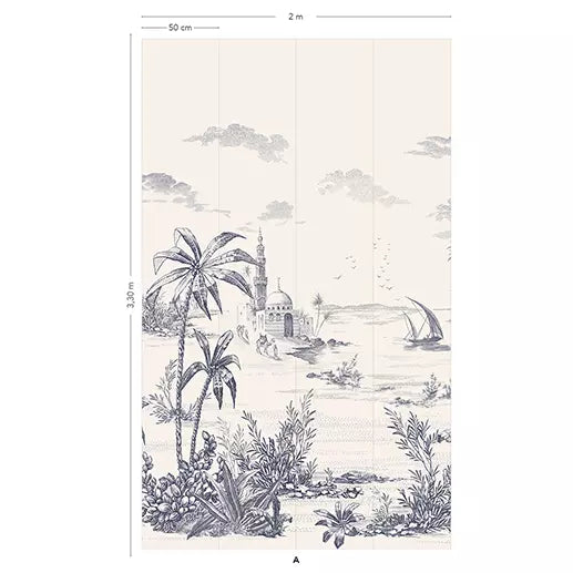 LES DEPAREILLEES BLUE - PANORAMIC VUES D'ORIENT WALLPAPER ROLL A