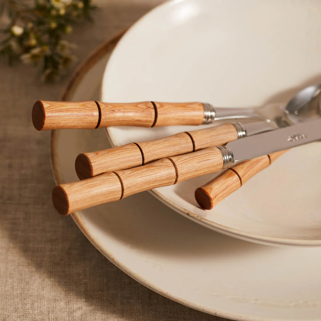 BAMBOO, 5 PCS CUTLERY SET, LIGHT PRESS WOOD