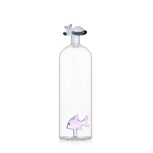 TABBY CAT - BOTTLE PINK FISH & WHITE CAT WITH SMOKE TAIL