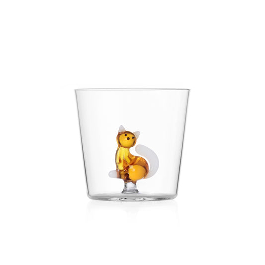 TABBY CAT - TUMBLER AMBER CAT WITH WHITE TAIL