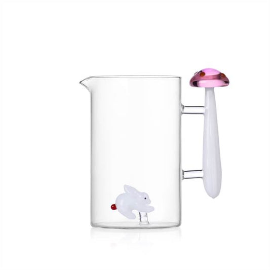 ALICE - JUG WHITE RABBIT & PINK MUSHROOM