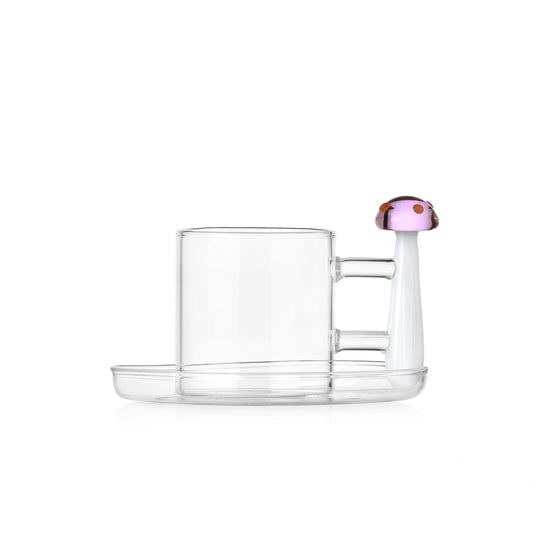 ALICE - coffee cup w/s pink mushroom with red dots