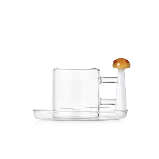ALICE - coffee cup w/s amber mushroom with red dots