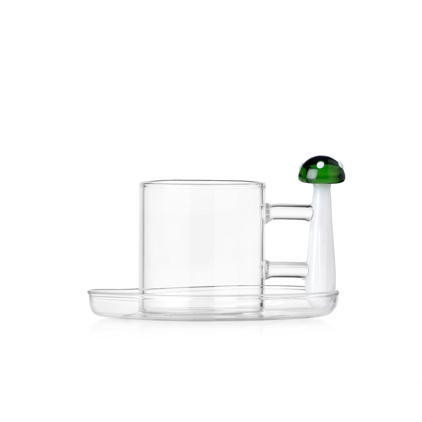 ALICE - coffee cup w/s green mushroom with white dots