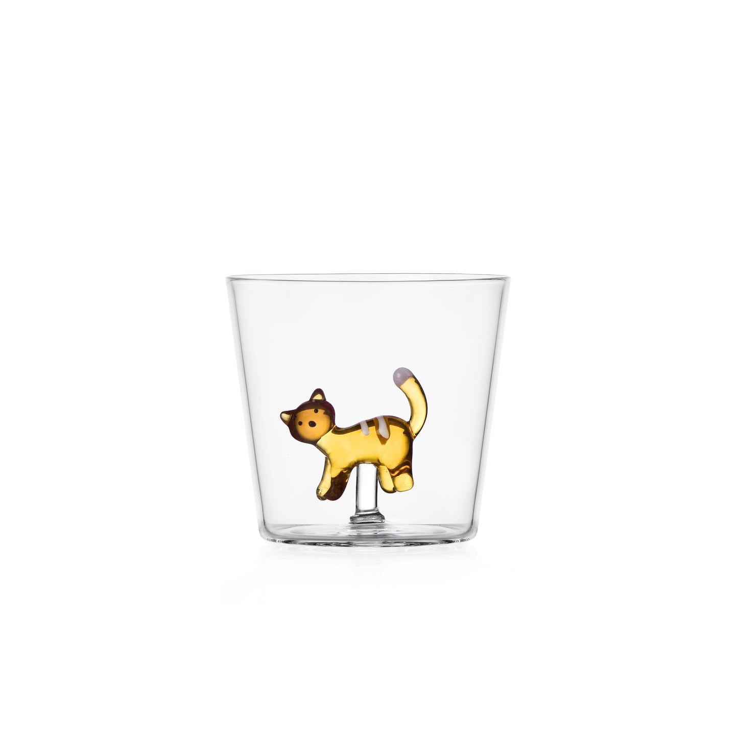 TABBY CAT - TUMBLER AMBER CAT WHITE STRIPES