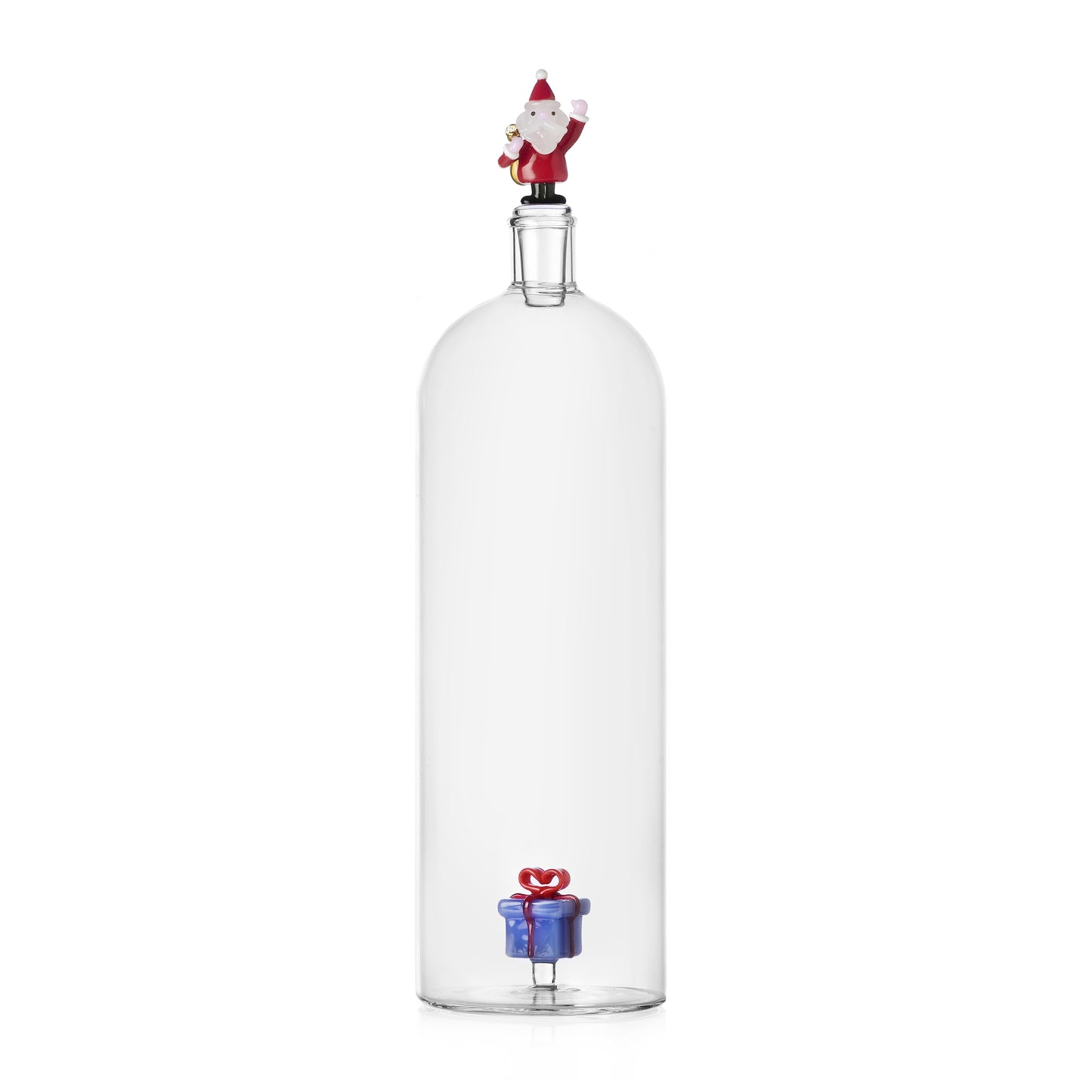 BOTTLE SANTA CLAUS & LIGHT BLUE GIFT