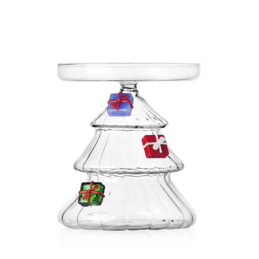 CHRISTMAS TALES - footed dish Christmas tree w/ gifts