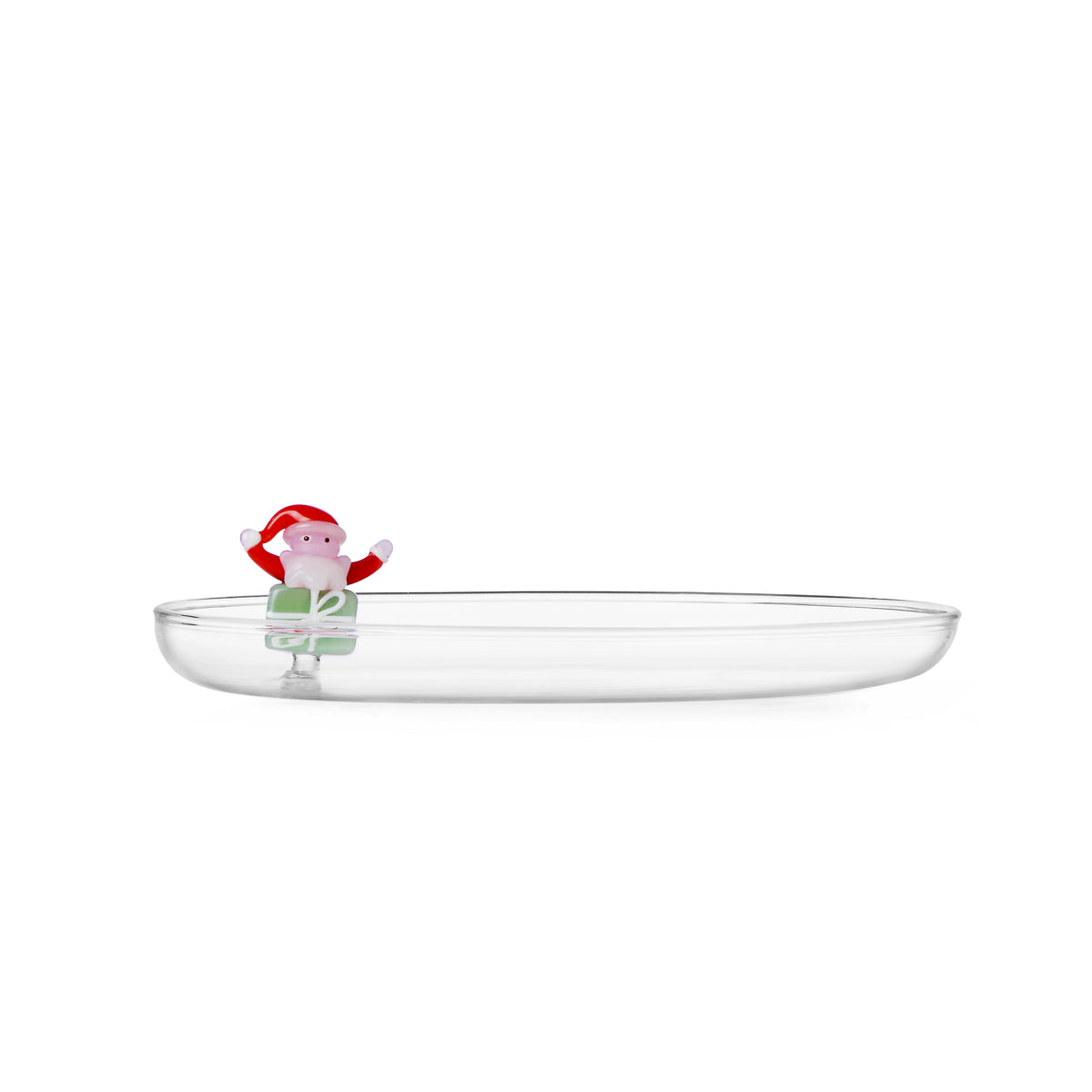 CHRISTMAS TALES - saucer Santa on green gift