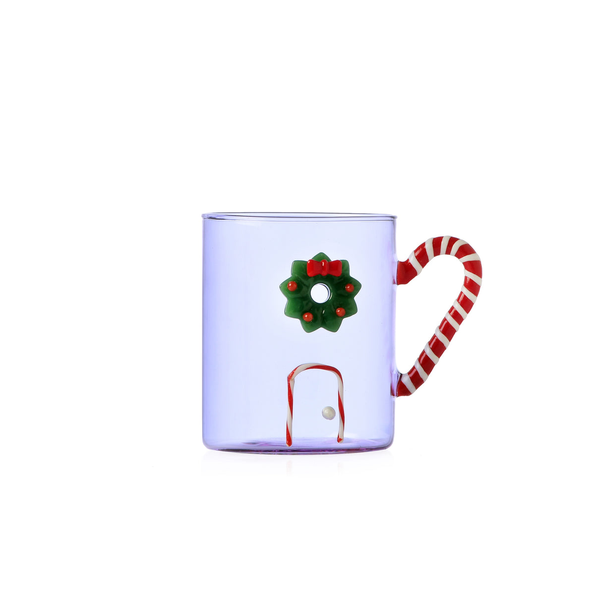 SWEET AND CANDY - lilac mug candy cane handle w/wreth