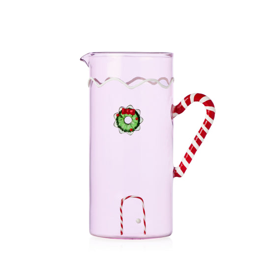 SWEET AND CANDY - pink jug candy cane handle w/wreth