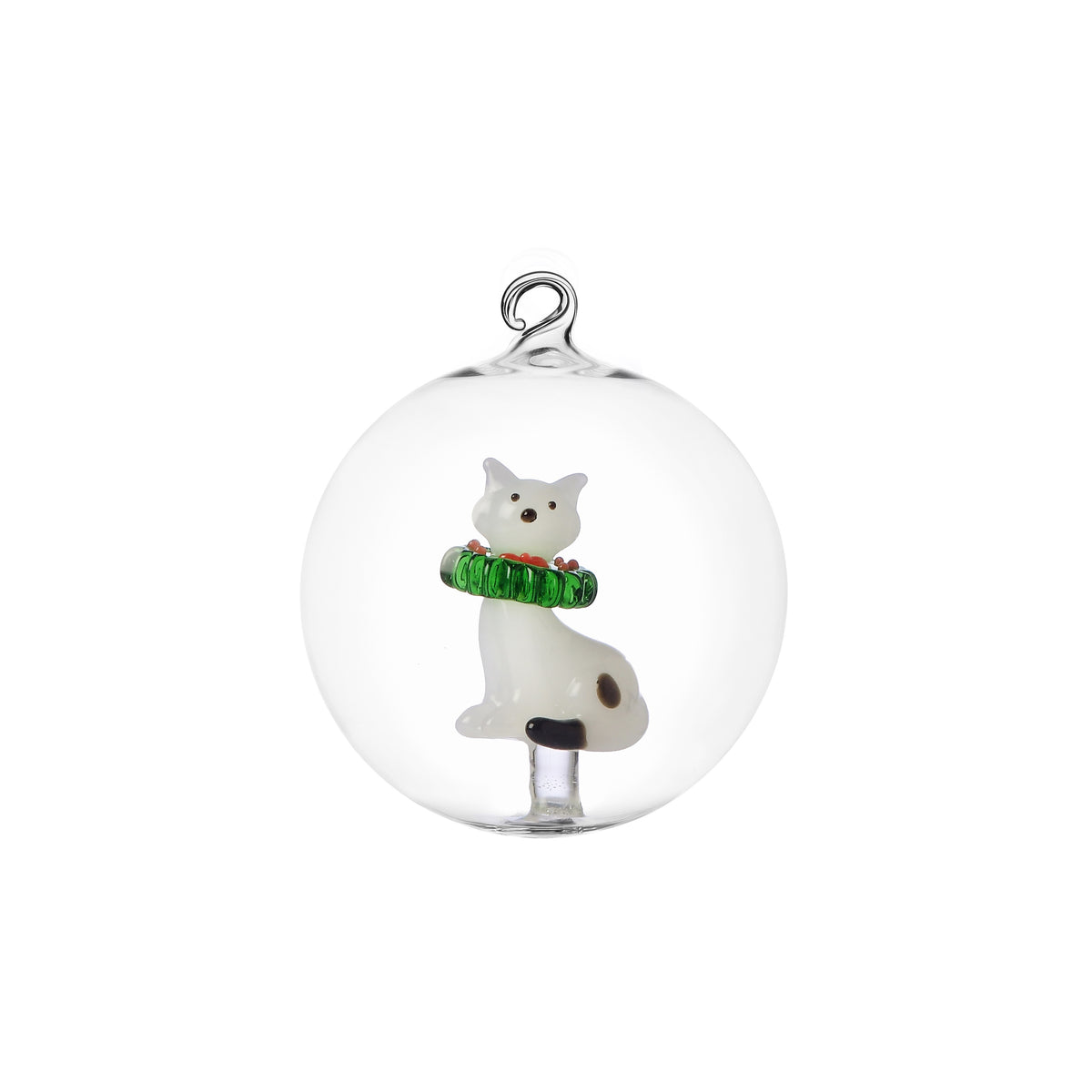 TABBY CAT CHRISTMAS EDITION - Christmas ball white cat w/wreath