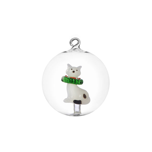 TABBY CAT CHRISTMAS EDITION - Christmas ball white cat w/wreath