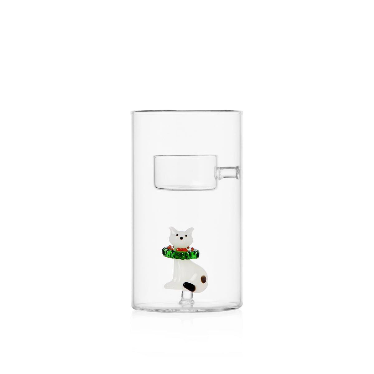 TABBY CAT CHRISTMAS EDITION - tealight white cat w/wreath