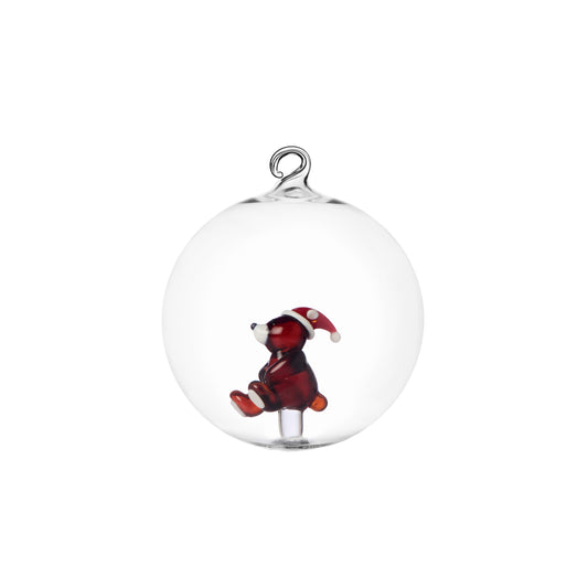 WOODLAND TALES - Christmas ball brown bear w/Christmas hat