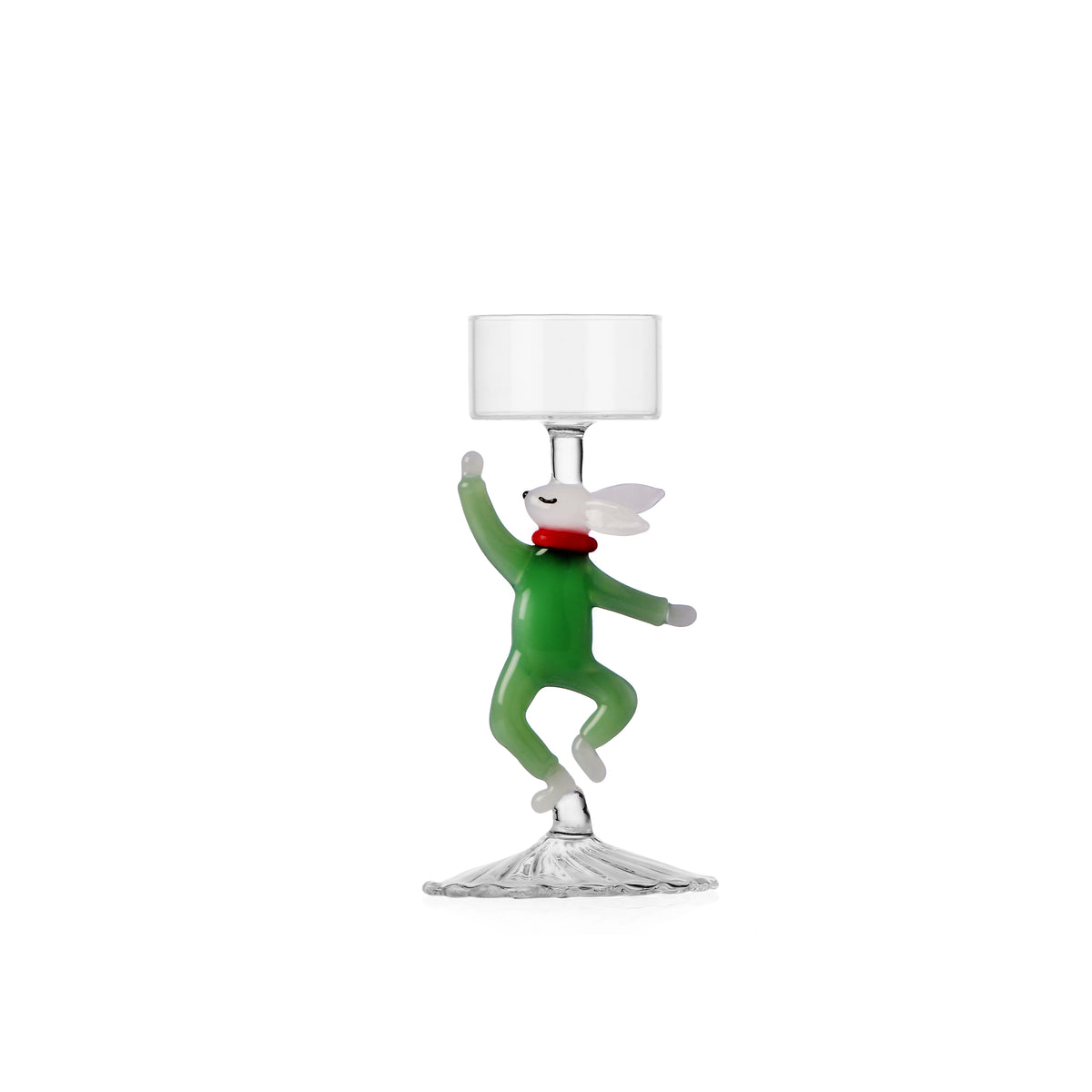 WOODLAND TALES - tealight white rabbit with green dress