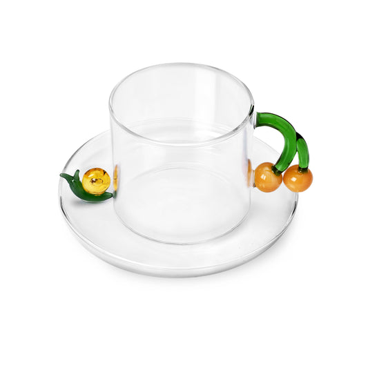FRUIT & FLOWERS - teacup w/ saucer snail
