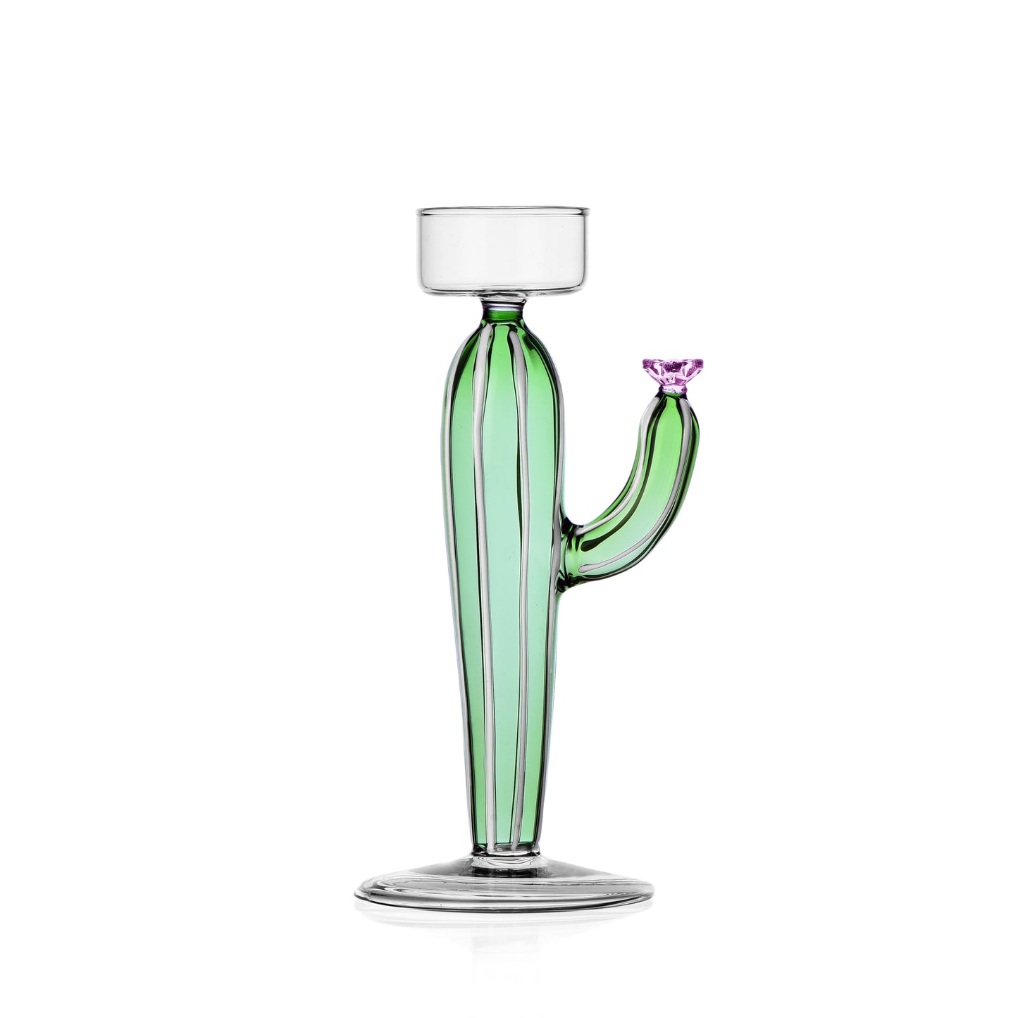 DESERT PLANTS - tealight green cactus pink flower