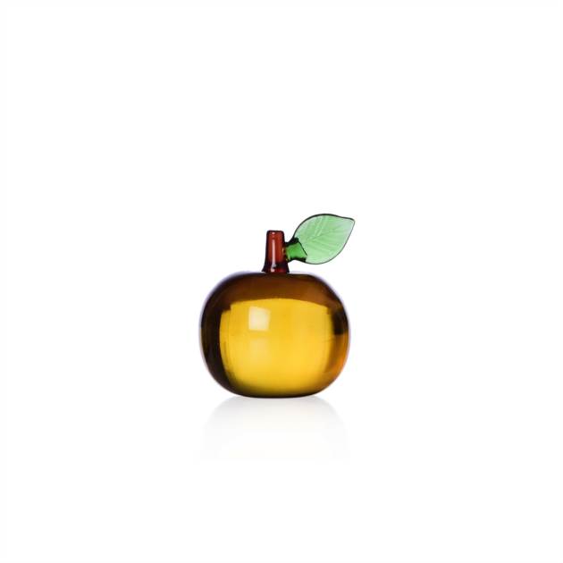 FRUIT & FLOWERS - PAPERWEIGHT APPLE AMBER