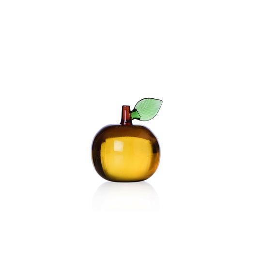 FRUIT & FLOWERS - PAPERWEIGHT APPLE AMBER