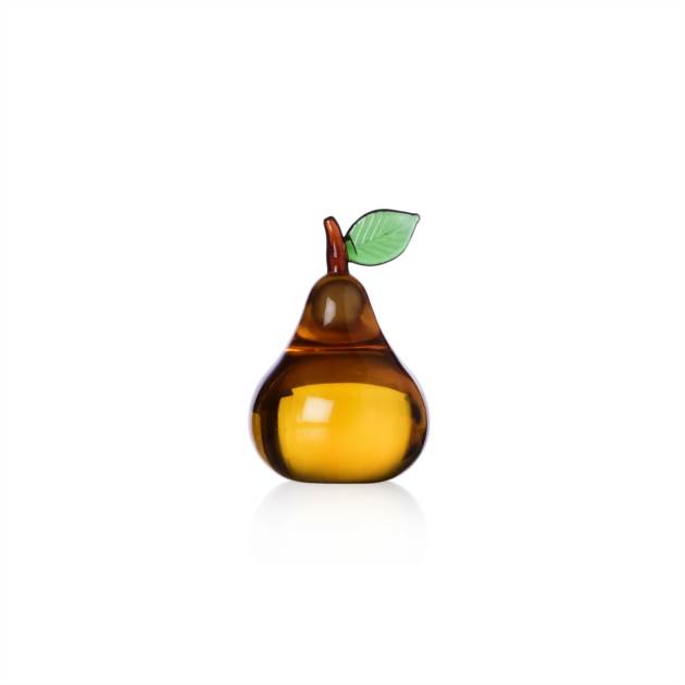 FRUIT & FLOWERS - PAPERWEIGHT PEAR AMBER
