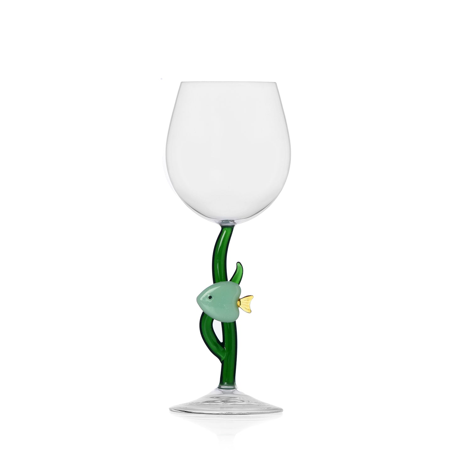 MARINE GARDEN - stemmed glass green fish