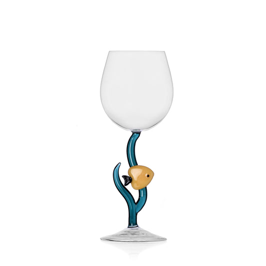 MARINE GARDEN - stemmed glass yellow fish